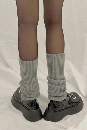 Y2K Knit Leg Warmers with Exposed Heel