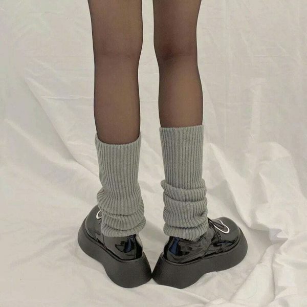 Y2K Knit Leg Warmers with Exposed Heel