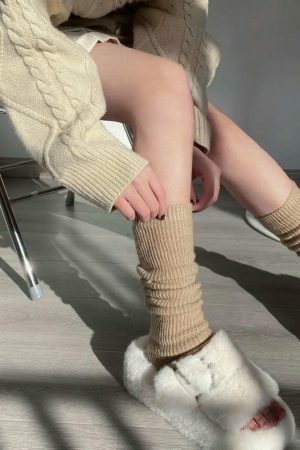 Y2K Knit Leg Warmers with Exposed Heel