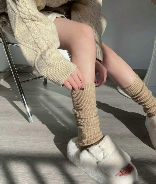 Y2K Knit Leg Warmers with Exposed Heel