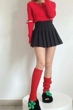 Y2K Knit Leg Warmers with Exposed Heel