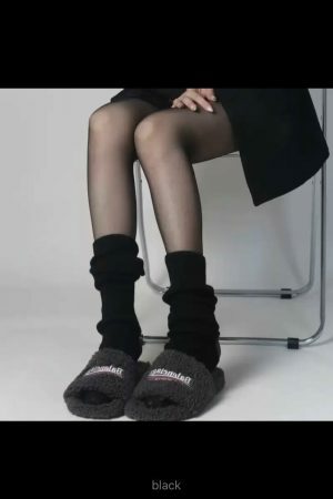 Y2K Knit Leg Warmers with Exposed Heel