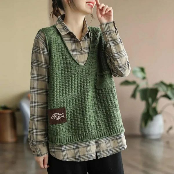 Y2K Knit Sleeveless Sweater Vest for Women, Chic Winter Aesthetic Loose Pullover