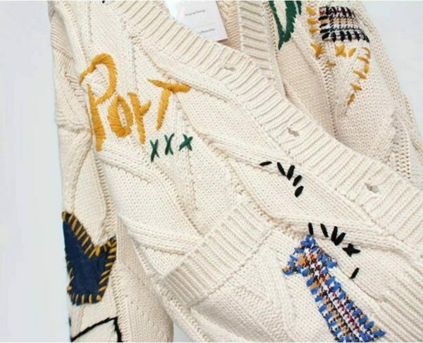 Y2K Knitted Embroidered Oversized Cardigan