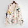 Y2K Knitted Embroidered Oversized Cardigan