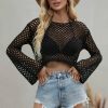 Y2K Knitted Fishnet Grunge Mesh Pullover Top for Women