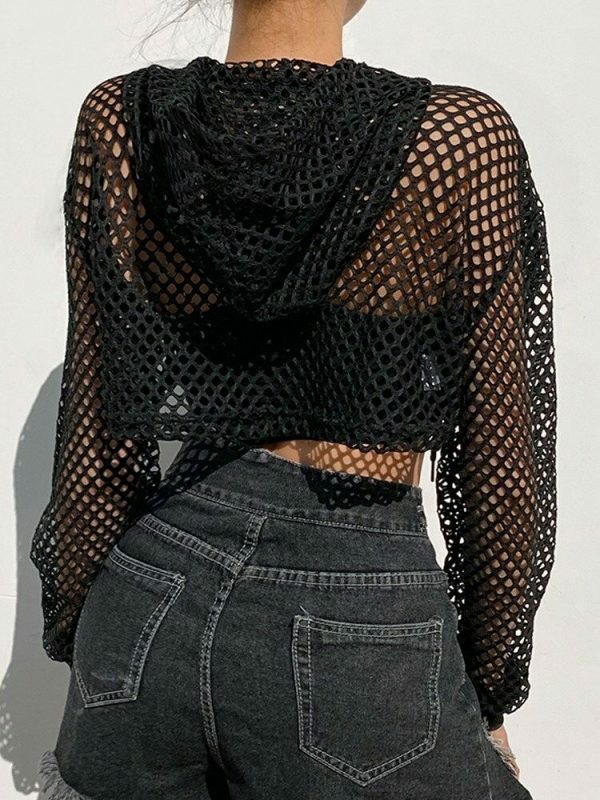 Y2K Knitted Long Sleeve Crop Top - Streetwear Aesthetic