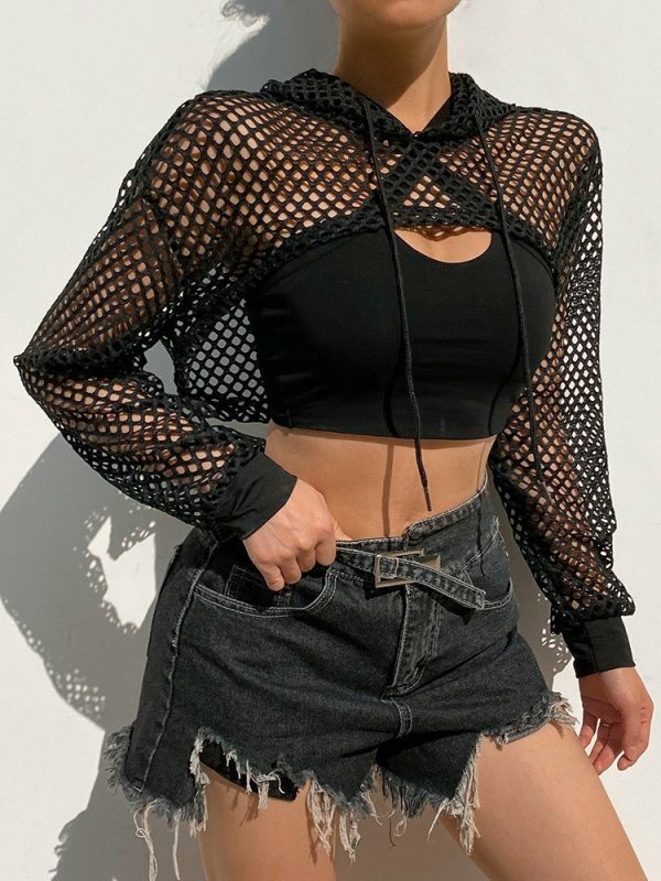 Y2K Knitted Long Sleeve Crop Top - Streetwear Aesthetic