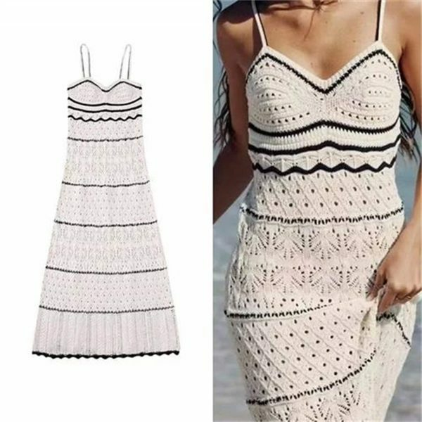 Y2K Knitted Maxi Dress Cover Up for Women - Streetwear Hollow Out Swimwear