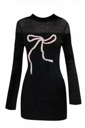 Y2K Knitted Ribbon Dress