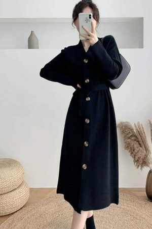 Y2K Knitted Sweater Dress for Women - Streetwear Aesthetic