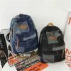 Y2K Korean Denim Patchwork Backpack for Students