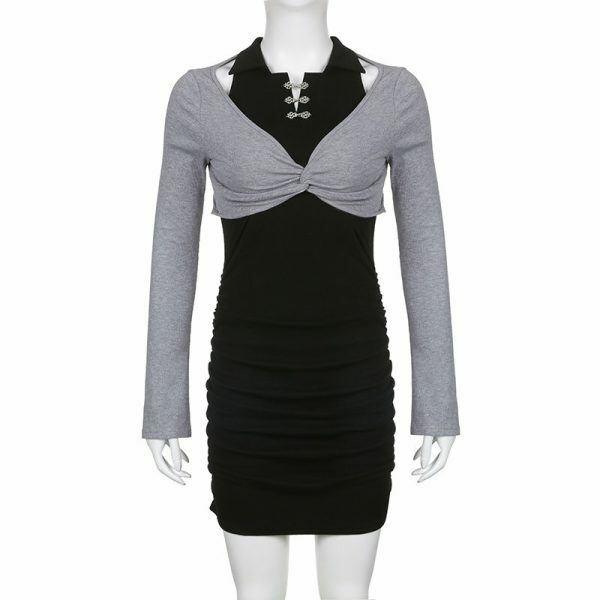 Y2K Korean Fashion Bodycon Elegant Dresses Jumper Set