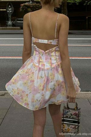 Y2K Korean Lolita Mini Dress with Floral Sweet Aesthetic