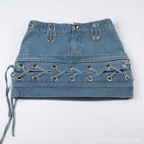 Y2K Korean Streetwear High Waist Denim Mini Skirt