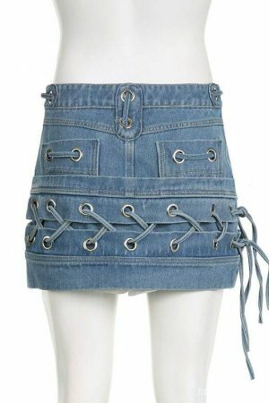 Y2K Korean Streetwear High Waist Denim Mini Skirt