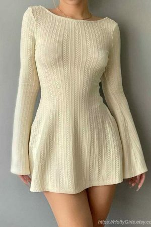 Y2K Korean Streetwear Knit Mini Dress