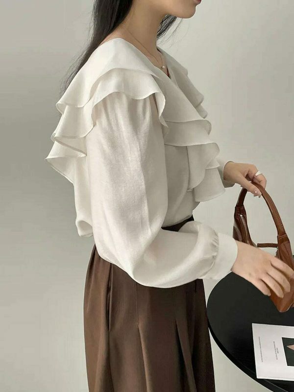 Y2K Korean Streetwear Ruffle Blouse