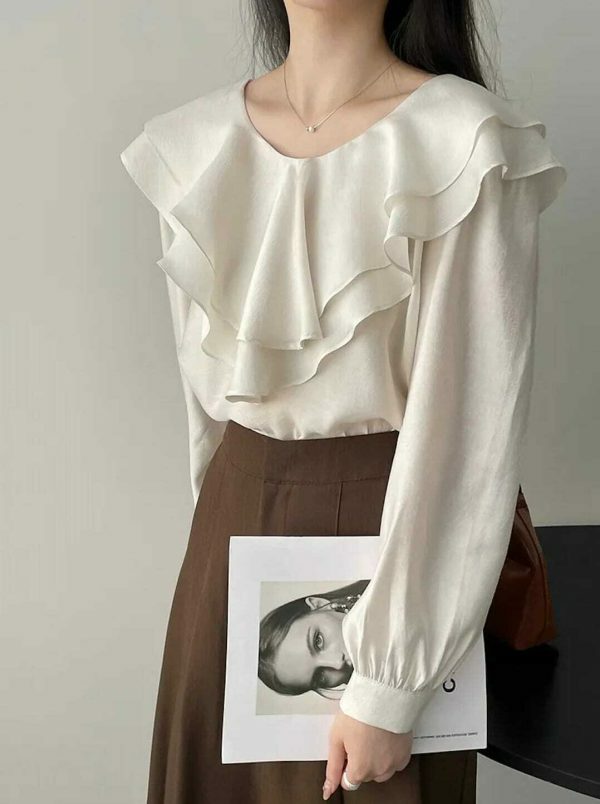 Y2K Korean Streetwear Ruffle Blouse