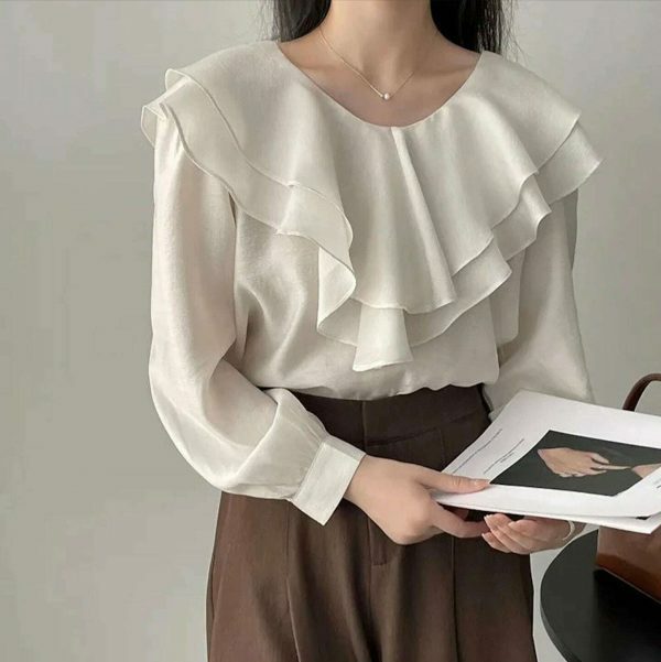 Y2K Korean Streetwear Ruffle Blouse