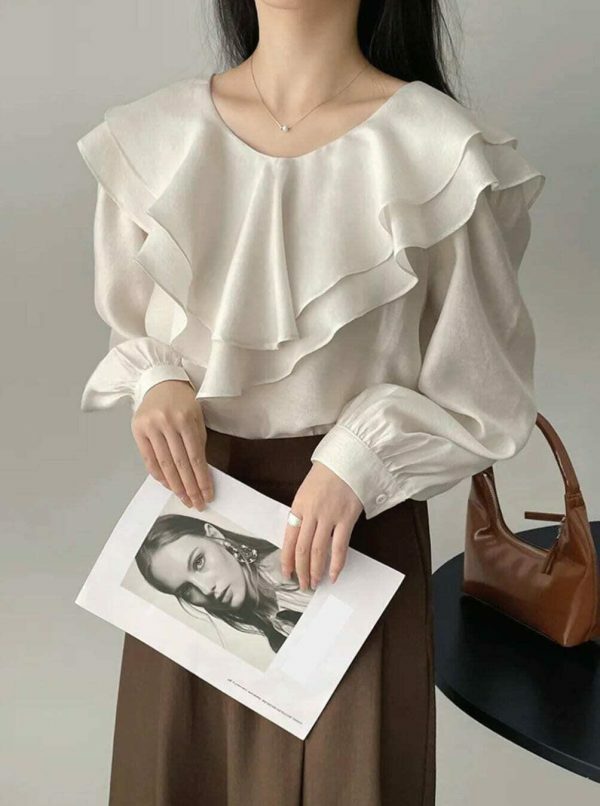 Y2K Korean Streetwear Ruffle Blouse