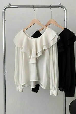 Y2K Korean Streetwear Ruffle Blouse