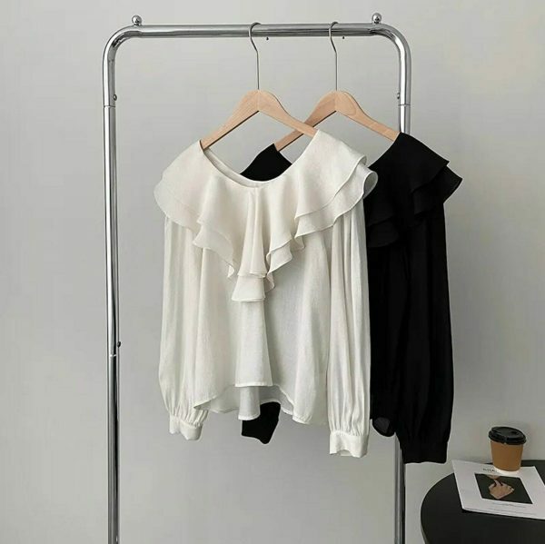 Y2K Korean Streetwear Ruffle Blouse