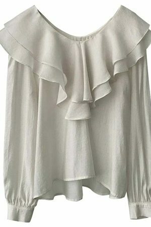 Y2K Korean Streetwear Ruffle Blouse