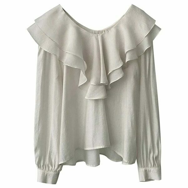 Y2K Korean Streetwear Ruffle Blouse