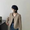 Y2K Korean Style Collarless Cropped Blazer