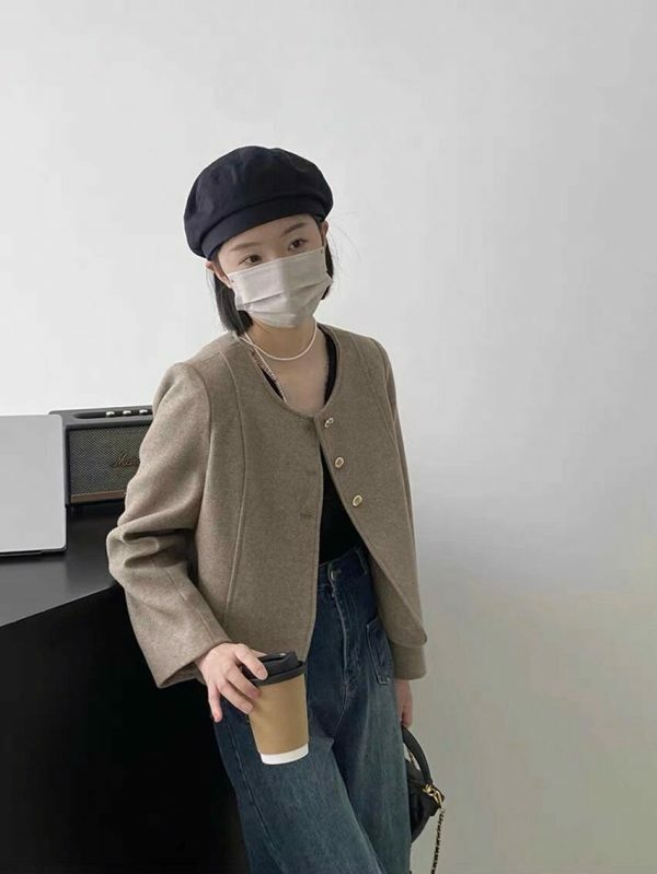 Y2K Korean Style Collarless Cropped Blazer