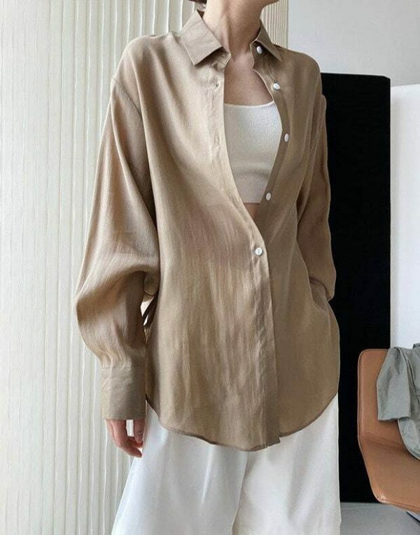 Y2K Korean Style Drawstring Long Sleeve Blouse