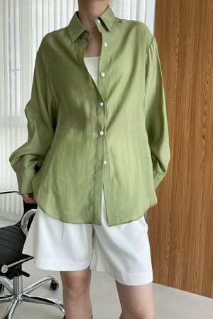 Y2K Korean Style Drawstring Long Sleeve Blouse