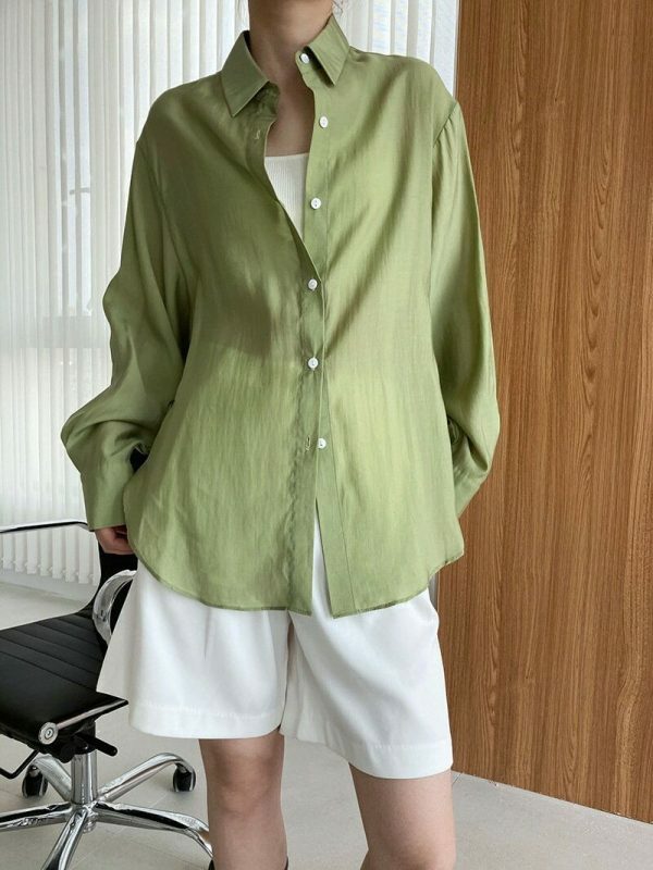 Y2K Korean Style Drawstring Long Sleeve Blouse