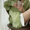 Y2K Korean Style Drawstring Long Sleeve Blouse