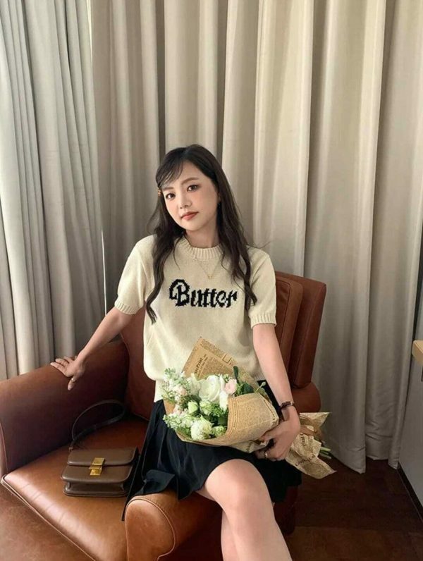 Y2K Korean Style Embroidered Crop Knit Top