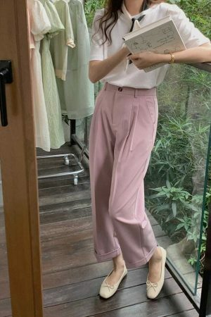 Y2K Korean Style High Quality Pleated Cropped Pants