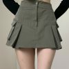 Y2K Korean Style High Waist A-Line Denim Cargo Skirt