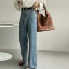 Y2K Korean Style Light Wash High Rise Wide Leg Jeans