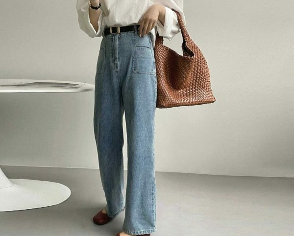 Y2K Korean Style Light Wash High Rise Wide Leg Jeans