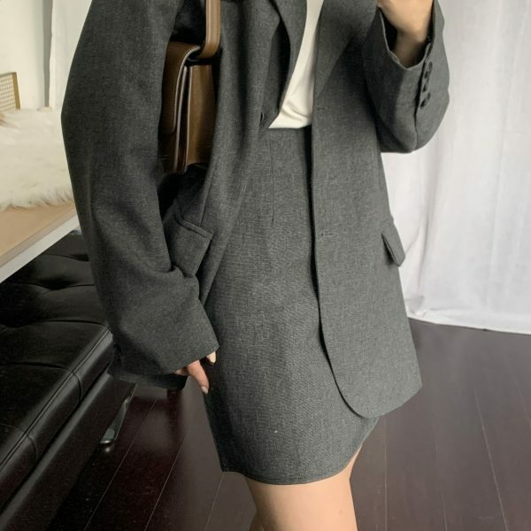 Y2K Korean Style Maëlle Oversized Blazer and Mini Skirt Set