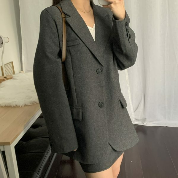 Y2K Korean Style Maëlle Oversized Blazer and Mini Skirt Set