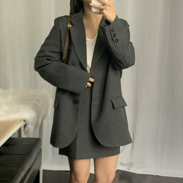 Y2K Korean Style Maëlle Oversized Blazer and Mini Skirt Set