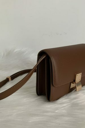 Y2K Korean Style Small Brown Leather Box Bag - Streetwear Crossbody