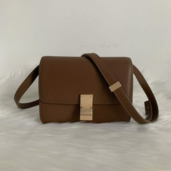 Y2K Korean Style Small Brown Leather Box Bag - Streetwear Crossbody