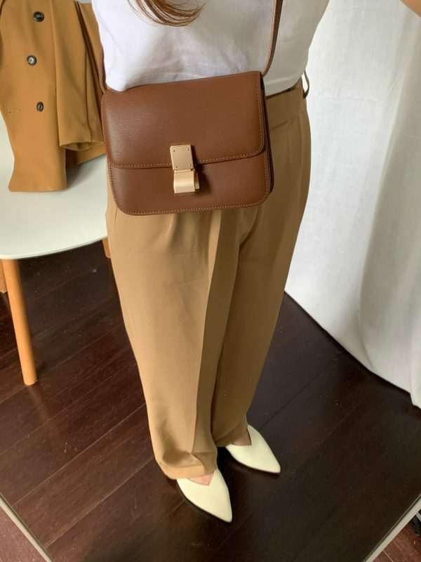 Y2K Korean Style Small Brown Leather Box Bag - Streetwear Crossbody