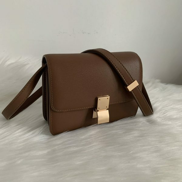 Y2K Korean Style Small Brown Leather Box Bag - Streetwear Crossbody