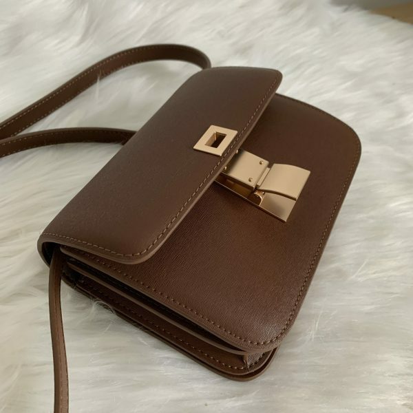 Y2K Korean Style Small Brown Leather Box Bag - Streetwear Crossbody