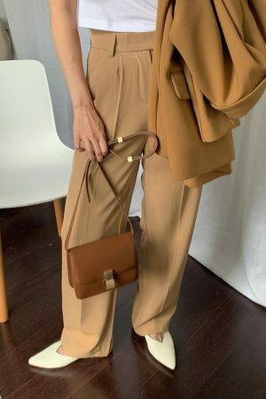 Y2K Korean Style Small Brown Leather Box Bag - Streetwear Crossbody