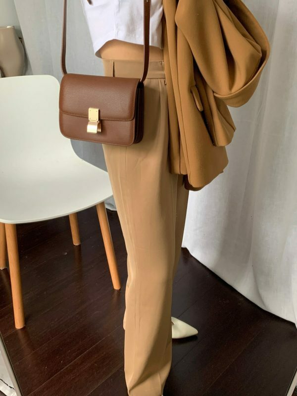 Y2K Korean Style Small Brown Leather Box Bag - Streetwear Crossbody